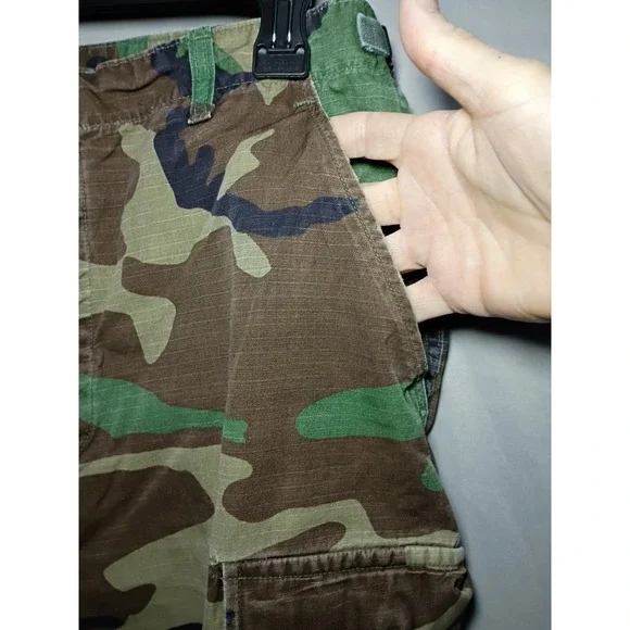 BDU Cargo Pants Men M Long 34x32 Woodland Camo Combat Double Knee Ripstop Hiking - Picture 3 of 8